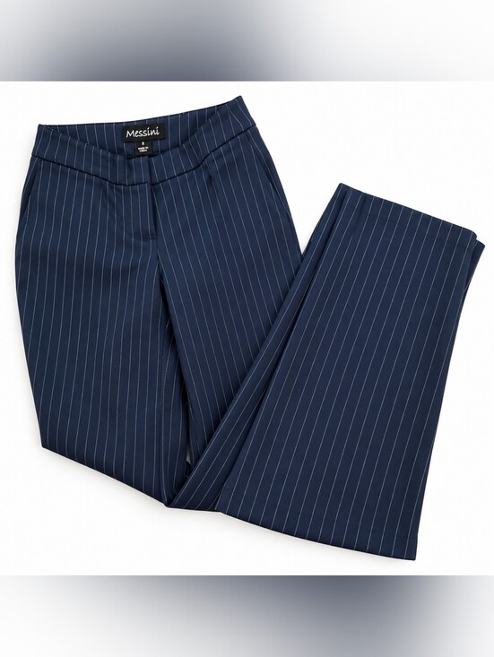 Messini Pants - Messini Women’s Size 8 Navy Pinstripe Bootcut Dress Pants Career Office Y2K